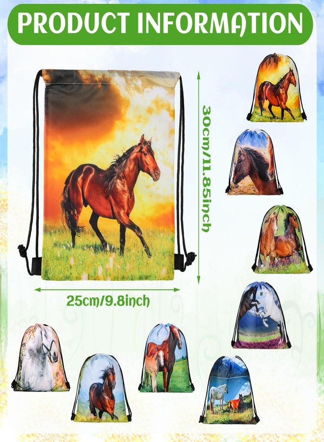 Saintrygo 16 Pcs Western Horse Party Favors Cowboy Cowgirl Drawstring Backpack Bags Horse Goodie Candy Bags Birthday Party Supplies Decorations - Image 3